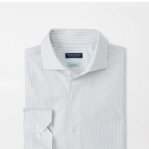 Peter Millar Men's Light Gray Striped Dress Shirt